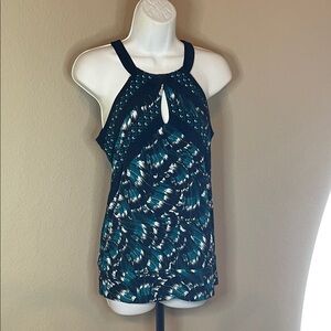 White House Black Market Teal and Black Halter Top